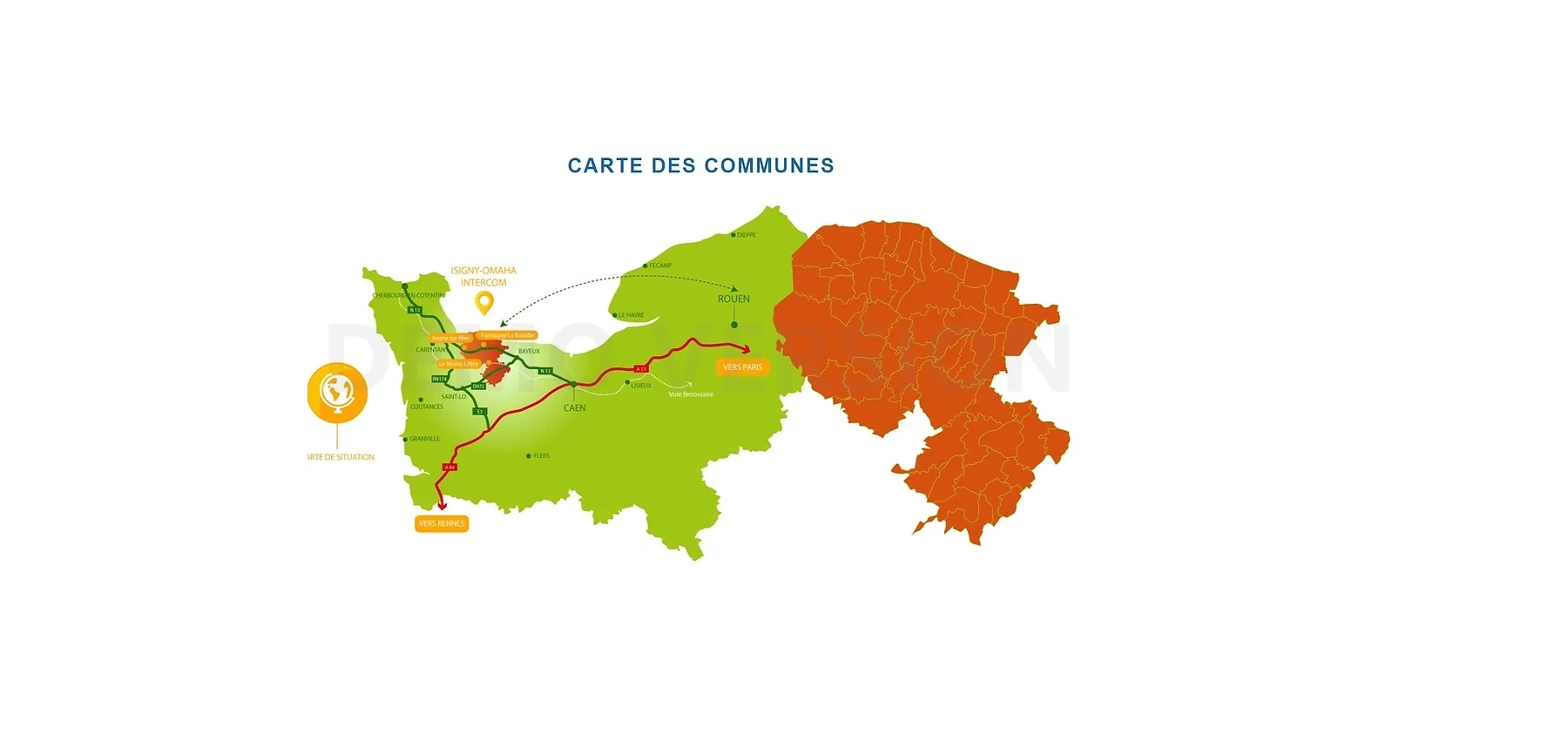  carte des communes Isigny-Omaha INTERCOM